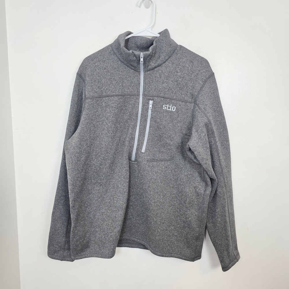 Stio Men's Gray Wilcox Fleece Half Zip Outdoor Sweater Jacket Pullover Size L